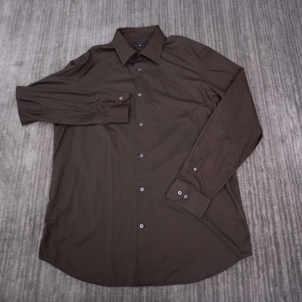 Banana Republic Button UP Shirt Mens XL Brown Cotton Slim Fit Long Sleeve